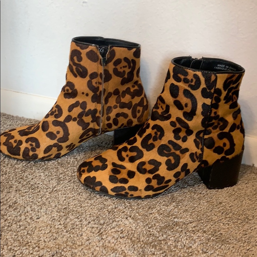 Cheetah print fur boots